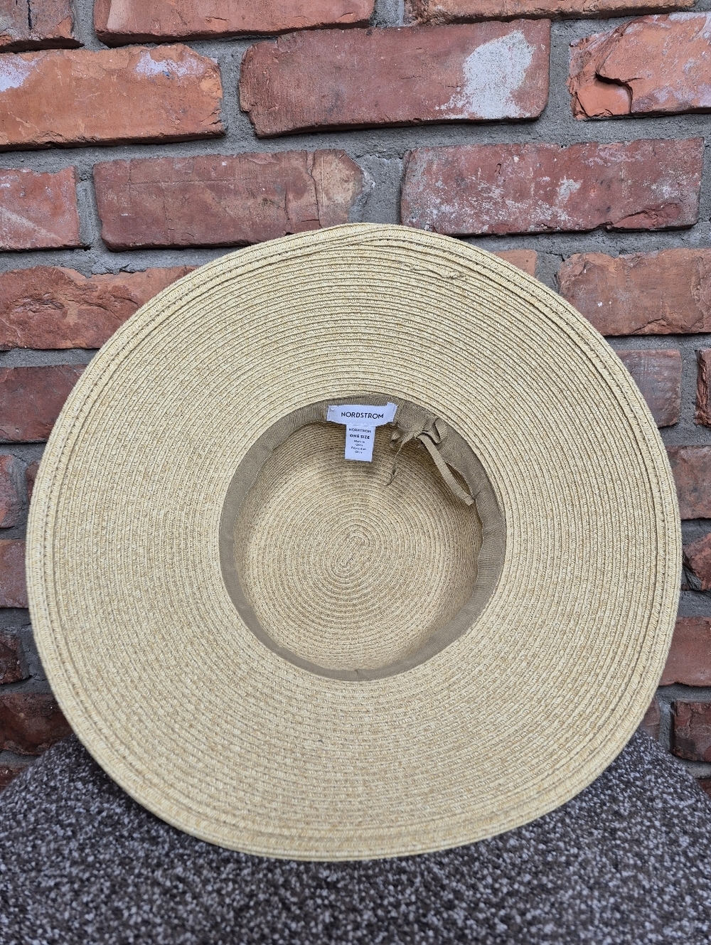 Nordstrom Wide Brim Straw Hat | One Size | Neutral Summer Sun Hat w/ Patterned B - Picture 5 of 5